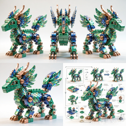 Mystical Dragon — Premium Building Block Display Model (586 PCS)