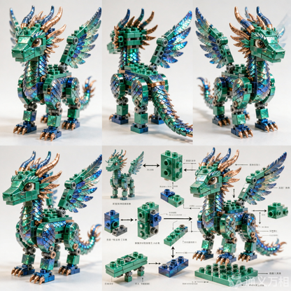 Mystical Dragon — Premium Building Block Display Model (586 PCS)