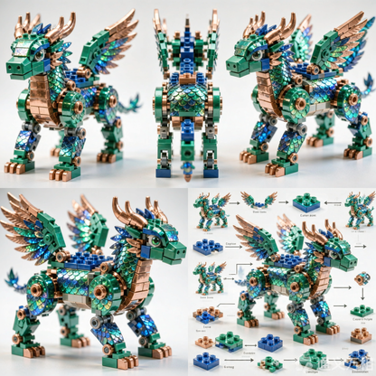 Mystical Dragon — Premium Building Block Display Model (586 PCS)