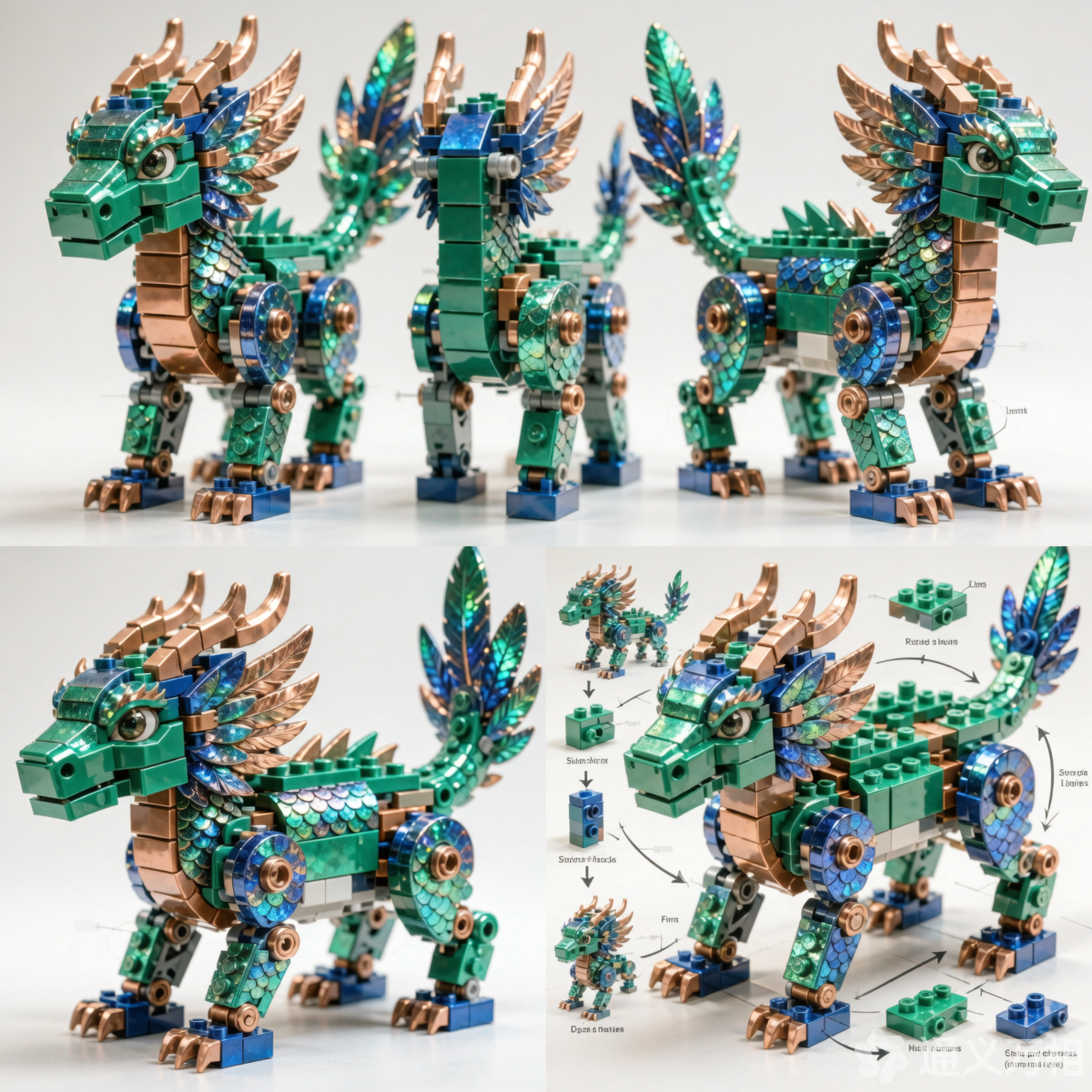 Mystical Dragon — Premium Building Block Display Model (586 PCS)
