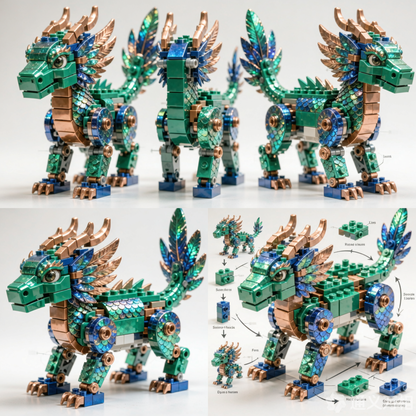 Mystical Dragon — Premium Building Block Display Model (586 PCS)